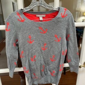 Banana Republic Gray Sweater with Red Anchors